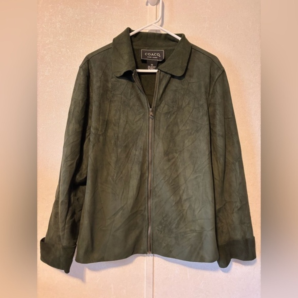 COACO Green suede zip jacket